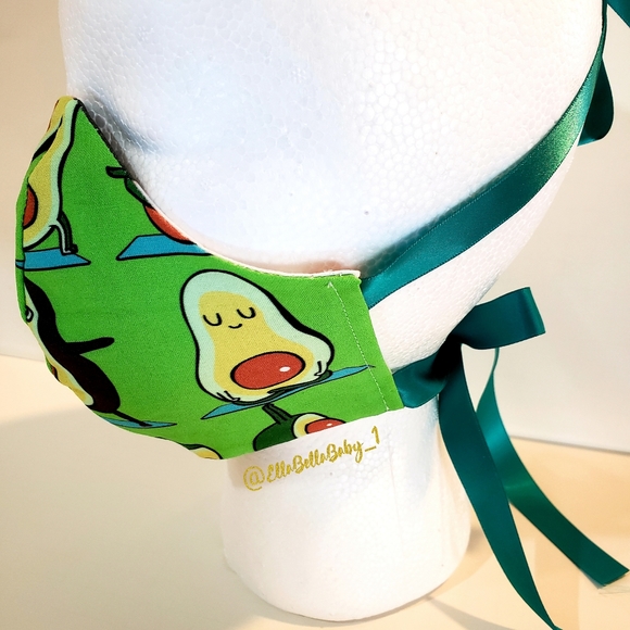 Avocados Doing Yoga Face Mask Cotton Filter Reuse - Picture 7 of 10